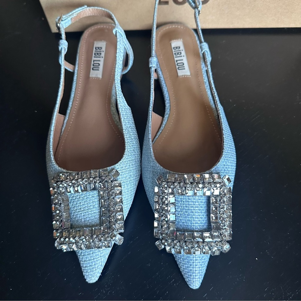 BIBI LOU ANTHROPOLOGIE Powder Blue Decollete Pointed toe slingback Sz 36 NWB - Picture 5 of 11